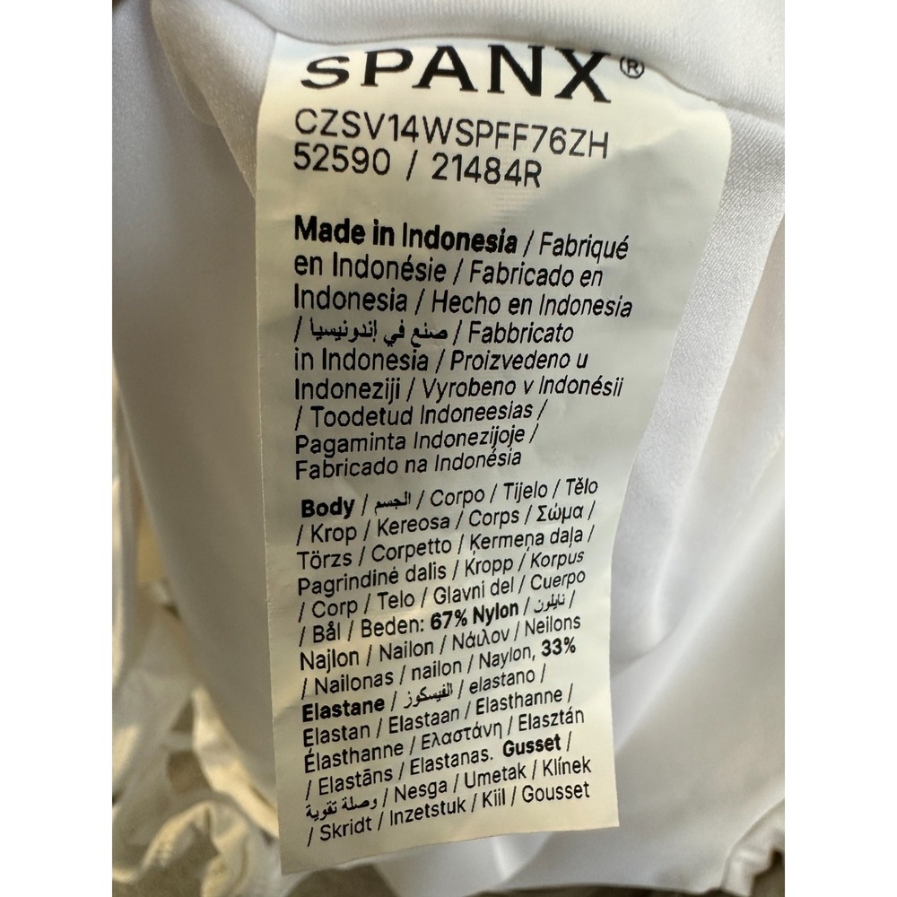 Spanx Short Sleeve Crew Neck Bodysuit White Plus Size 2X Stretch Shapewear Snaps - Picture 7 of 10